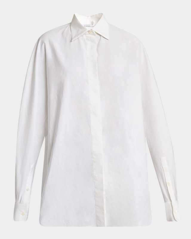 Curved Sleeve Button-Down Cocoon Shirt